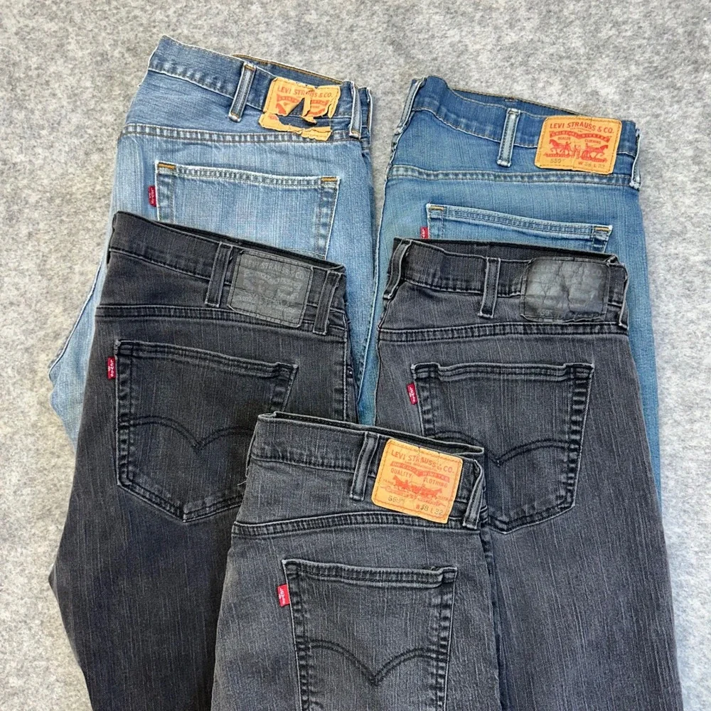 Lot of 5 Levi's 559 Relaxed Straight Jeans Mens 38x32 Blue Black Work Pants